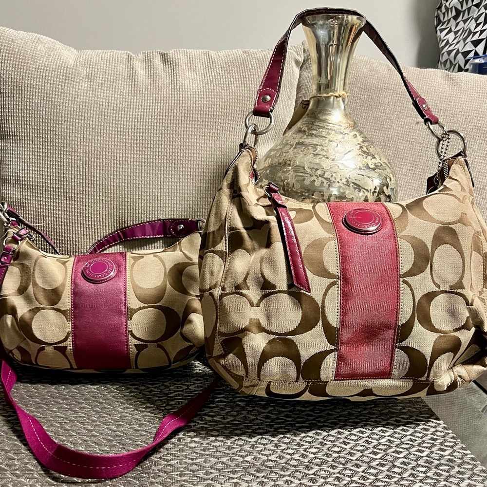 Authentic Used Coach Signature Stripe Handbags (2) - Picture 3 of 15